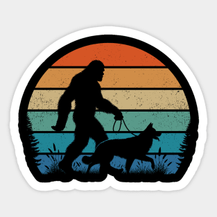 Bigfoot Walking Anatolian Shepherd Dog Retro Sunset Dog Lover Sticker